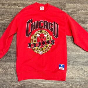 Vintage Chicago Bulls Nutmeg Mills Crewneck Sweatshirt Red NBA Graphic